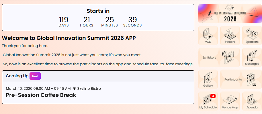 Example of the main app section with a gradient background and cards with black borders